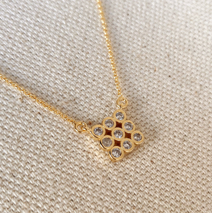 GoldFi Cubic Zircon Cluster  Necklace