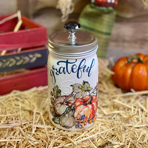 Grateful Decoupaged Jar