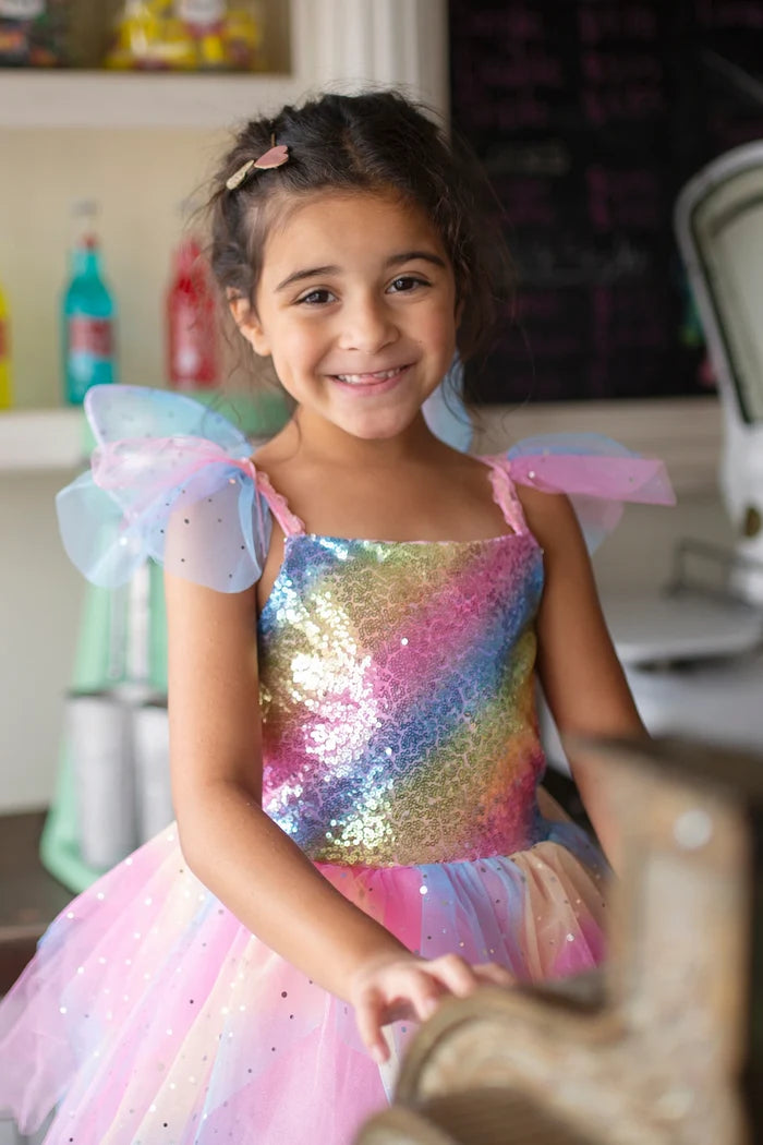 Great Pretenders 2 Pce Rainbow Fairy Dress & Wings 5-6