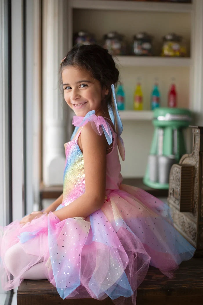Great Pretenders 2 Pce Rainbow Fairy Dress & Wings 5-6