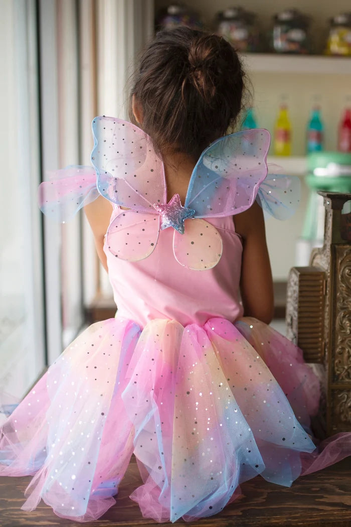 Great Pretenders 2 Pce Rainbow Fairy Dress & Wings 5-6