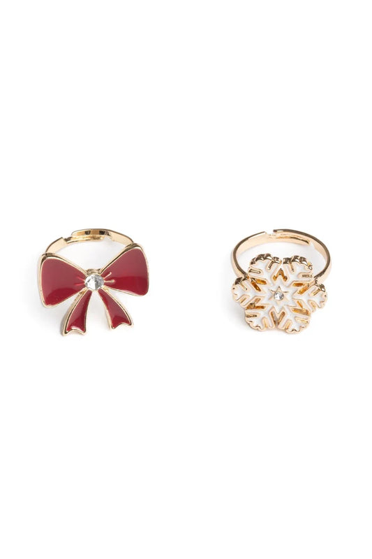 Great Pretenders Holiday Bow & Snowflake Rings 2 Pce