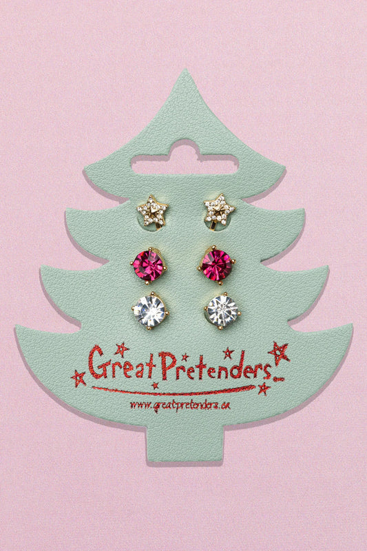 Great Pretenders Holiday Pleather Tree Clip On Earring's 3 Pr