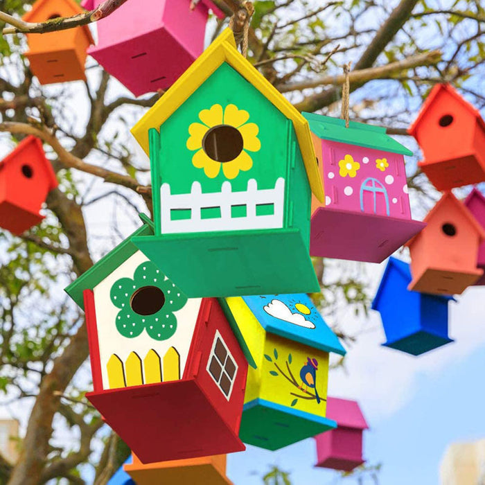 Hand Painted Wooden Bird House Indoor And Outdoor Pendant 🇨🇳
