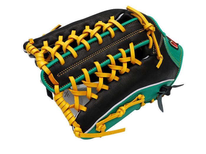 HATAKEYAMA Classic Series 12.75 inch Left Hand Throw Outfielder Glove - Black/Green #2