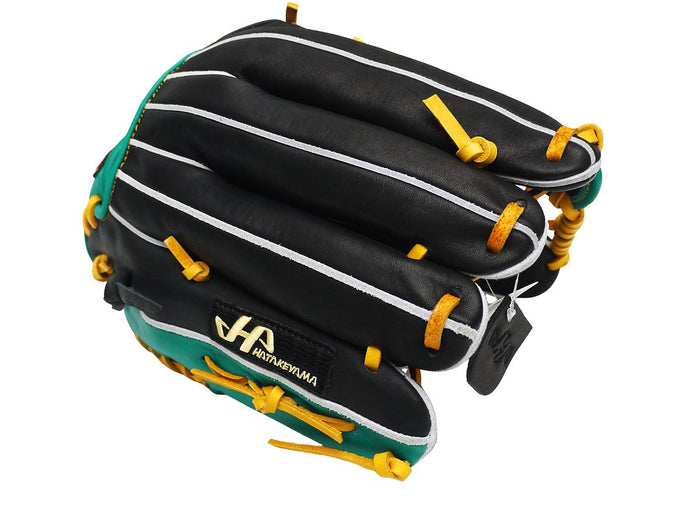 HATAKEYAMA Classic Series 12.75 inch Left Hand Throw Outfielder Glove - Black/Green #3