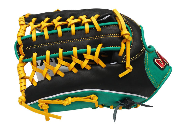 HATAKEYAMA Classic Series 12.75 inch Left Hand Throw Outfielder Glove - Black/Green #4