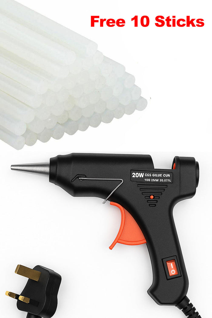 Hot Melt Glue Gun with 10 Glue Sticks – Quick Heating, Anti-Drip, DIY Craft & Repair Tool 🇬🇧