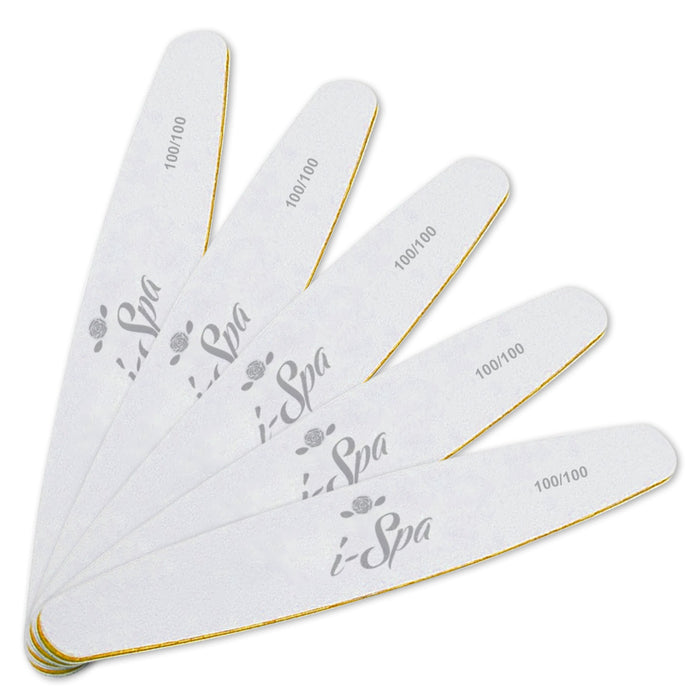 i-Spa White Oval Nail File  100/100 | PACK OF 10