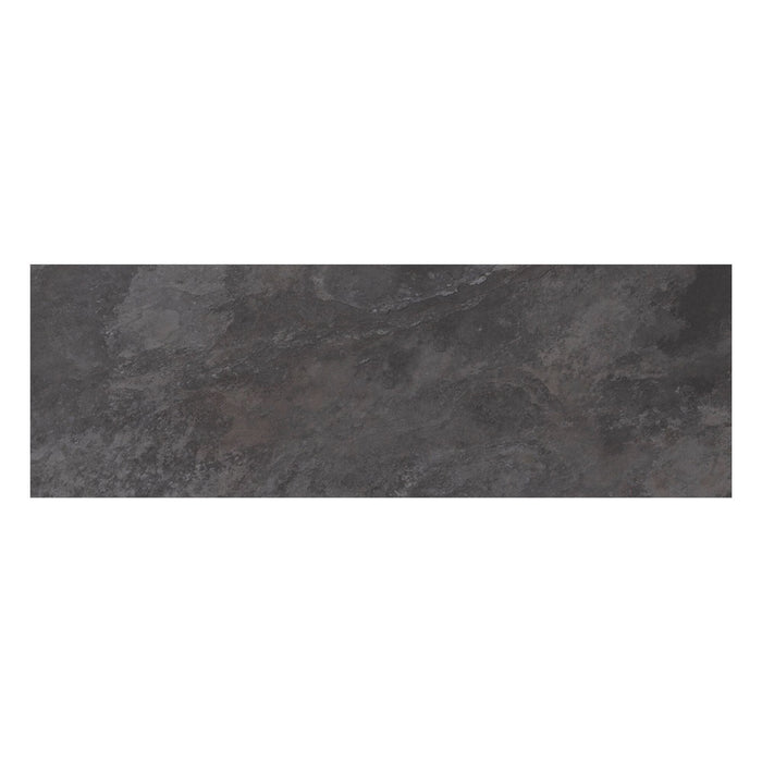 Rectangular dark grey stone effect tile on a white background