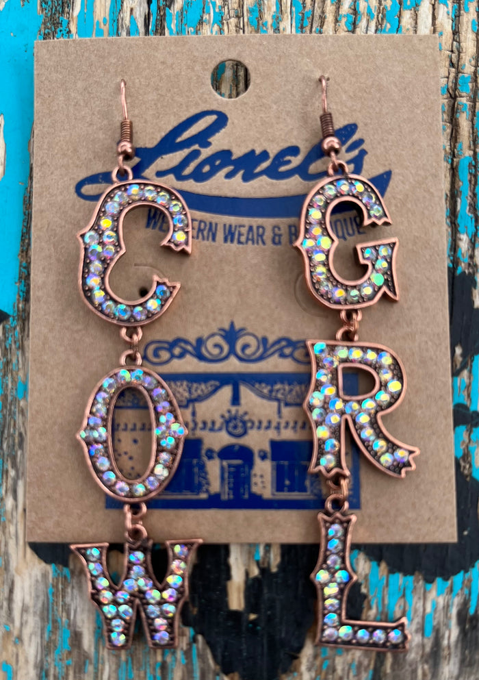 COWGRL Copper Rhinestone  Earrings