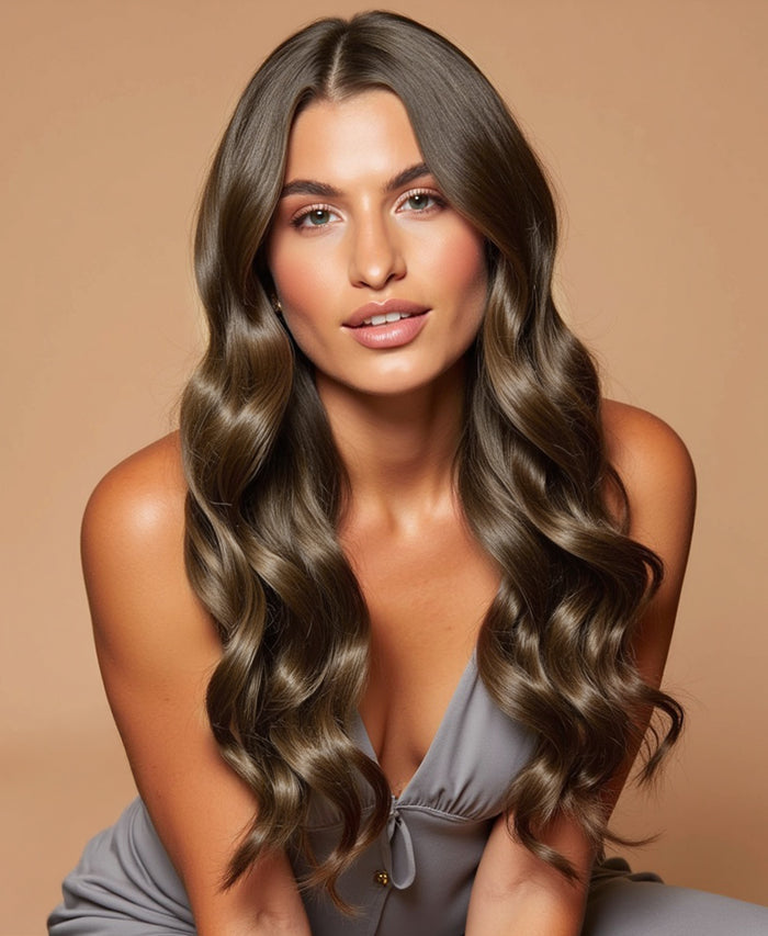 invisible clip-in hair extensions ash brown.