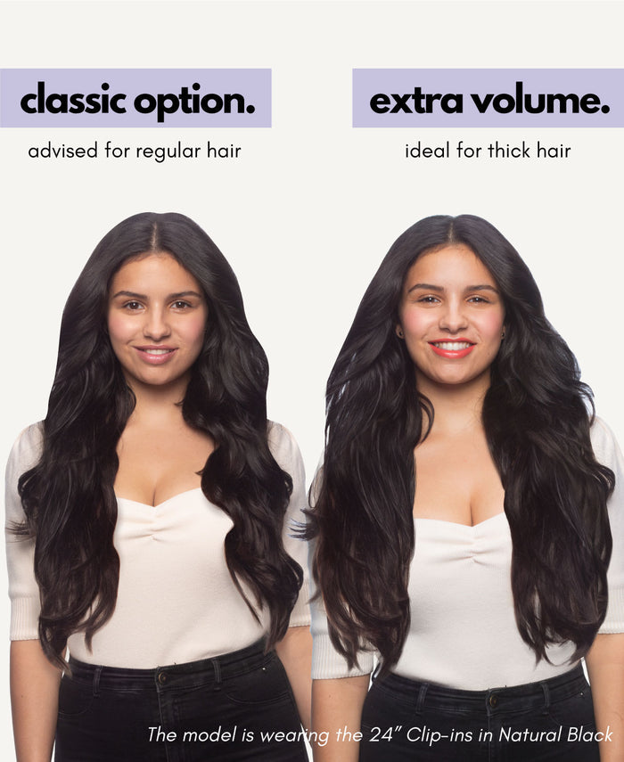 invisible clip-in hair extensions golden highlights.