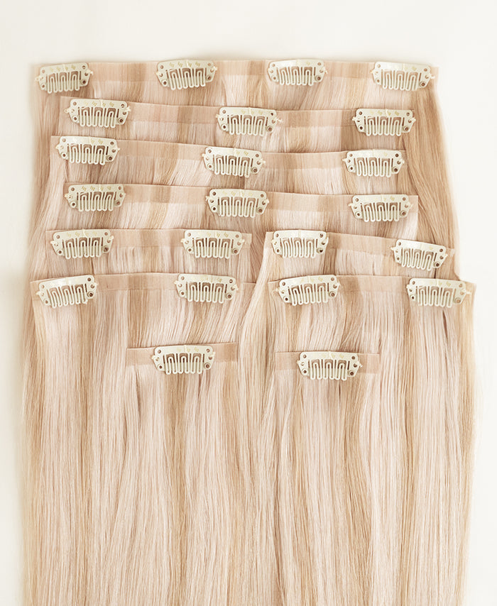 invisible clip-in hair extensions scandinavian highlights.