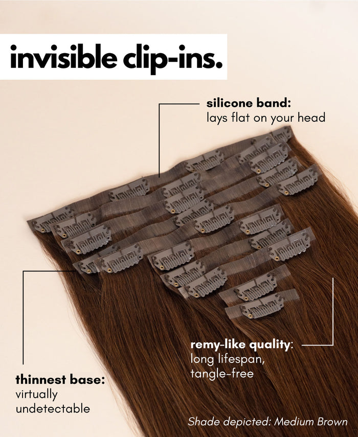 invisible clip-in hair extensions scandinavian highlights.