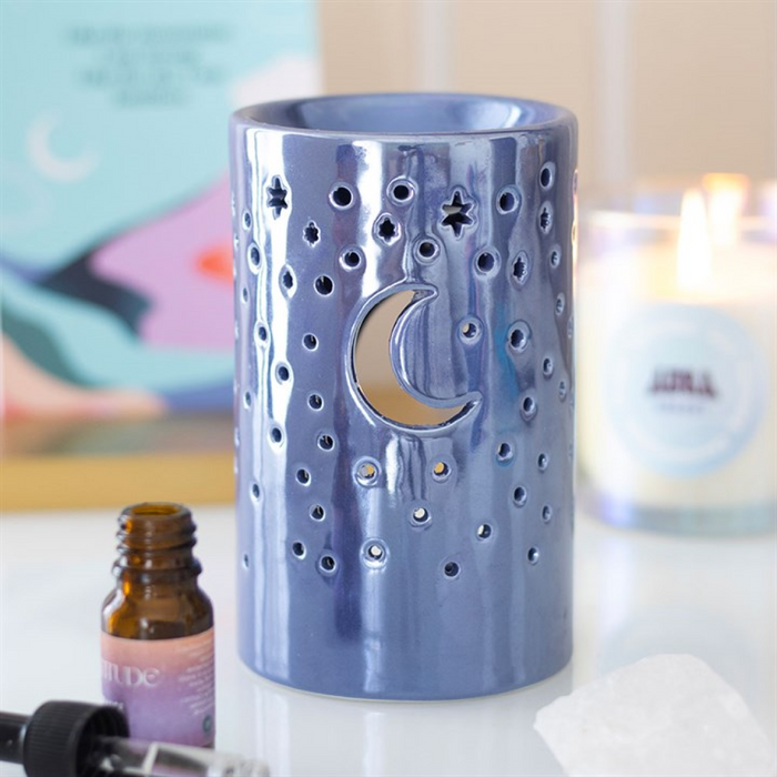 Iridescent Purple Moon Pillar Oil Burner and Wax Warmer 🇬🇧