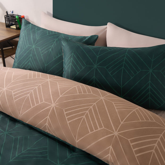 Isaac Geometric Reversible Duvet Cover Set - Teal/Natural 🇬🇧