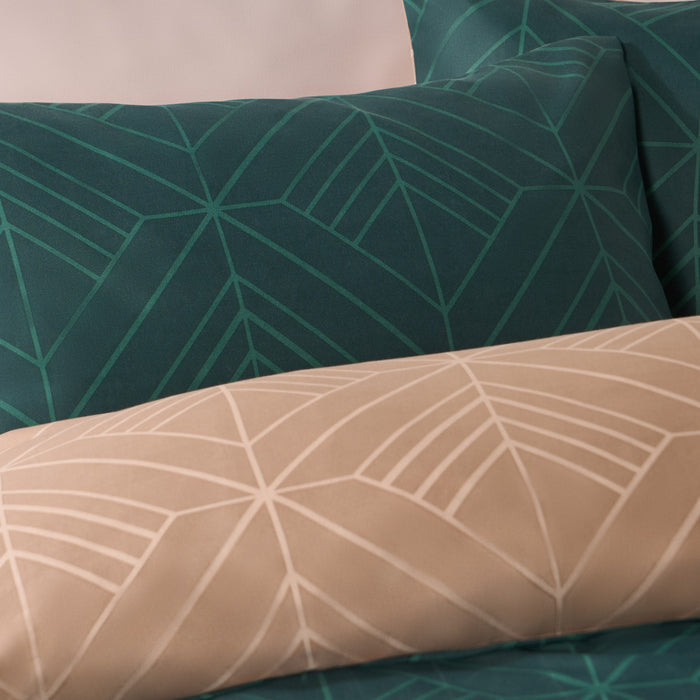 Isaac Geometric Reversible Duvet Cover Set - Teal/Natural 🇬🇧