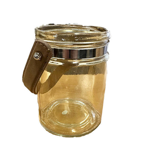Jar Lantern - Tall - Light Amber - Leather Tote - Large