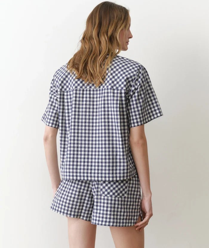 Joy Poplin Boxer Short Navy Gingham