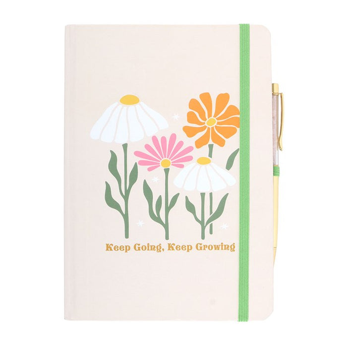 Keep Going, Keep Growing A5 Notebook with Rose Quartz Pen 🇬🇧