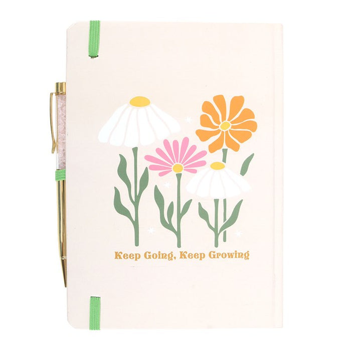Keep Going, Keep Growing A5 Notebook with Rose Quartz Pen 🇬🇧