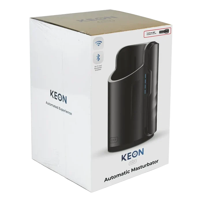 Kiiro Keon boks frontside med automatisk masturbator og Wi-Fi ikoner