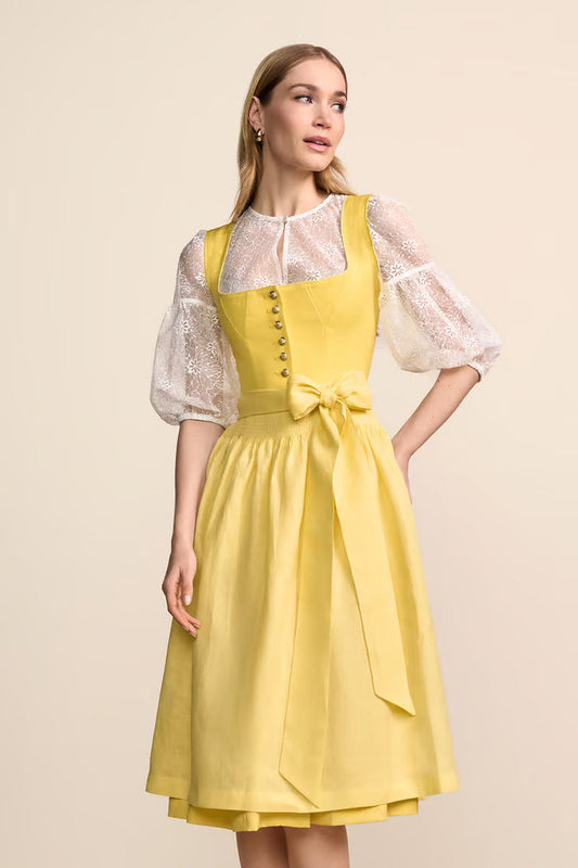 Kruger Long Dirndl 2pcs. 70cm "Friederike" yellow