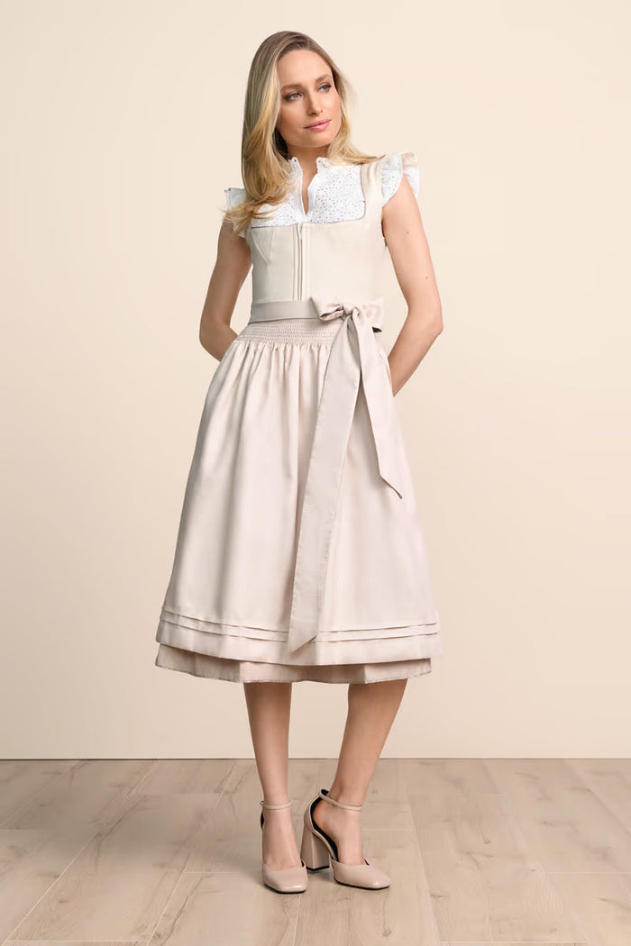 Kruger Long Dirndl 2pcs. 70cm "Lillemor" beige