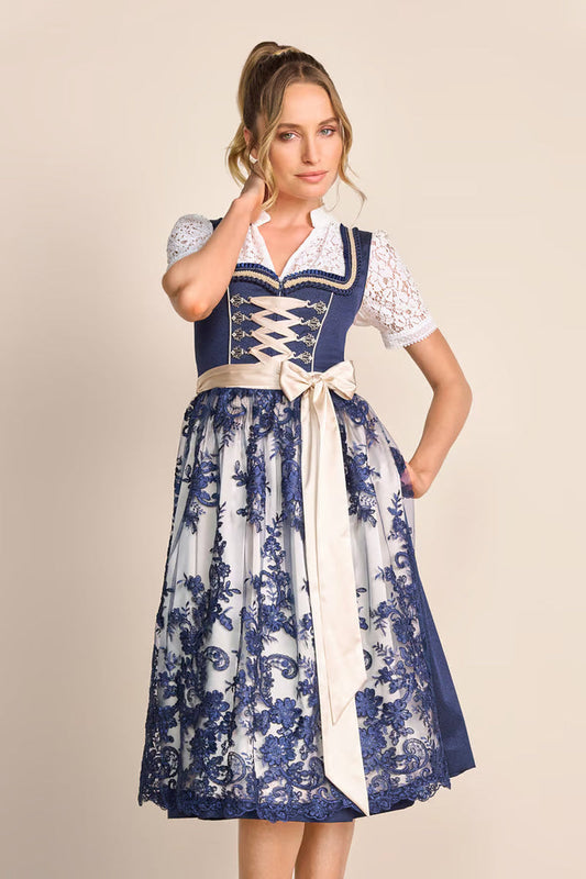 Kruger Long Dirndl 2pcs. 70cm "Quiana" blue