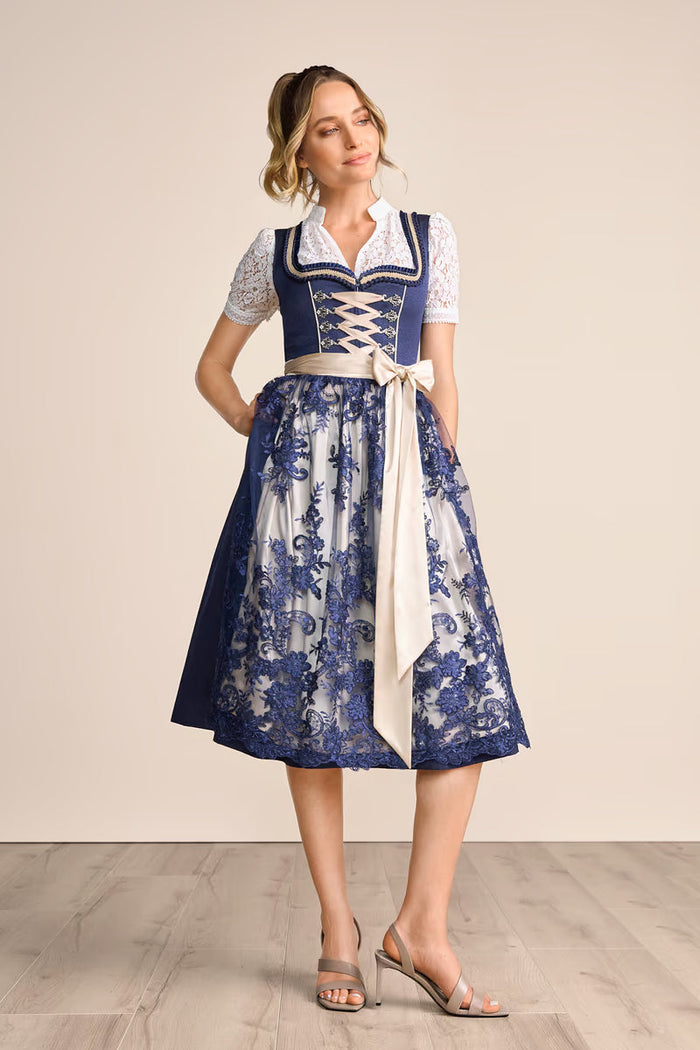 Kruger Long Dirndl 2pcs. 70cm "Quiana" blue