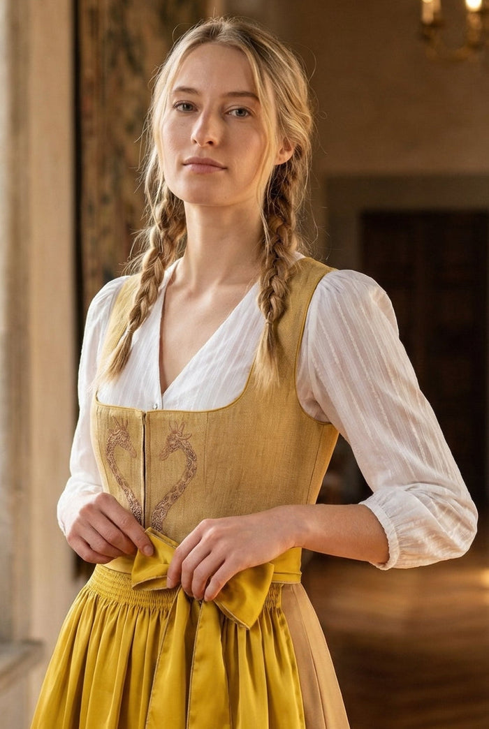 Kruger Midi Dirndl 2pcs. 60cm "Eland" yellow