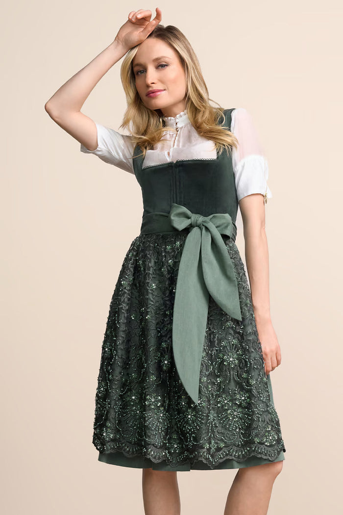 Kruger midi Dirndl 2pcs. 60cm "Elira" green