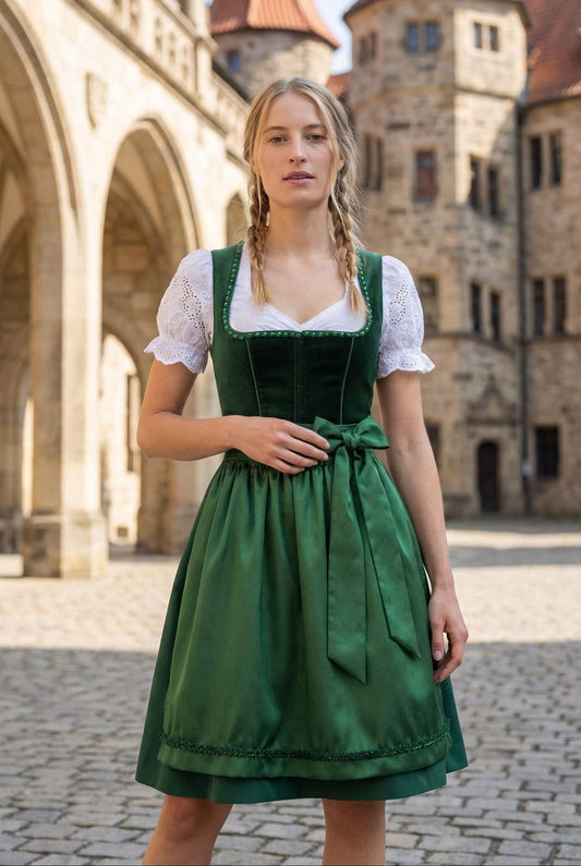 Kruger Midi Dirndl 2pcs. 60cm "Eryndra" green
