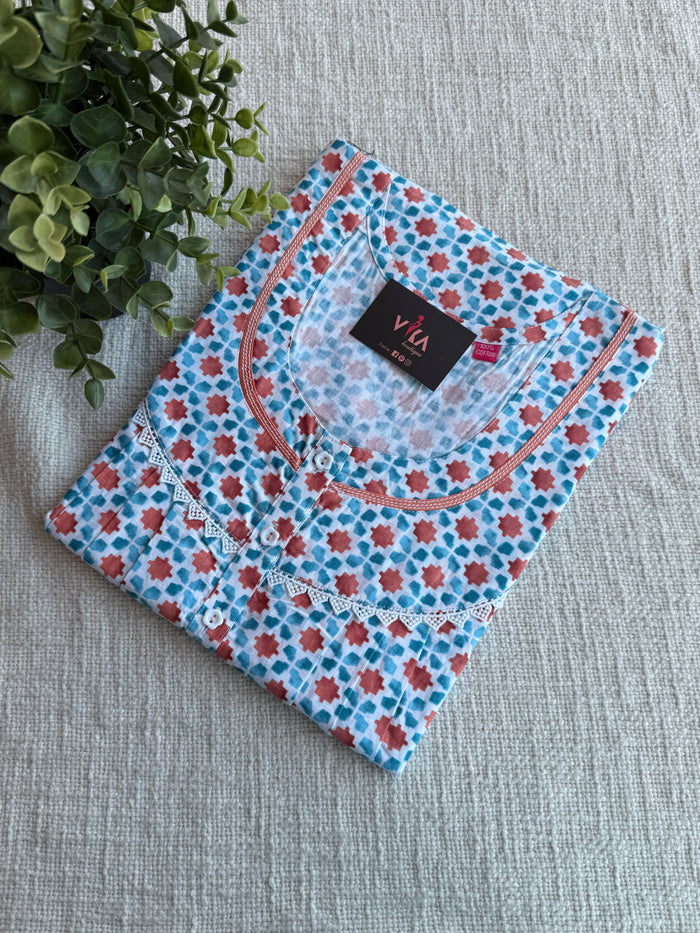 L size printed cotton nighty