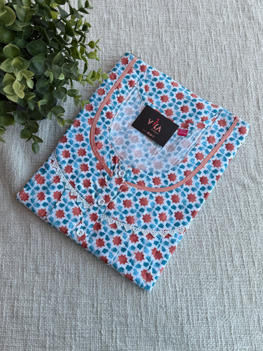 L size printed cotton nighty