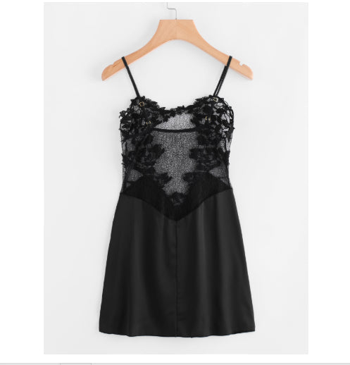 Lace See-through Nightdress High-stretch Silk Lingerie Camisole For Women 🇨🇳