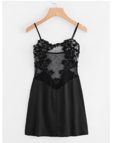 Lace See-through Nightdress High-stretch Silk Lingerie Camisole For Women 🇨🇳
