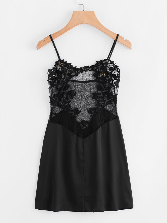 Lace See-through Nightdress High-stretch Silk Lingerie Camisole For Women 🇨🇳