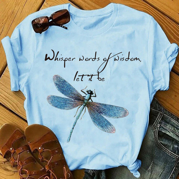 Ladies Alphabet Dragonfly Print T-Shirt Top 🇨🇳