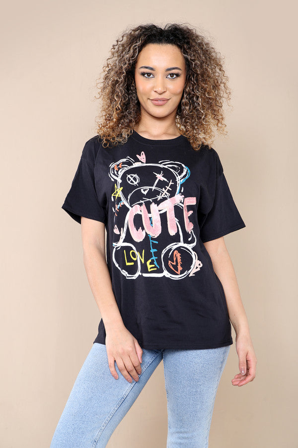 Ladies Cute Printed Short Sleeves T Shirt Top 🇬🇧