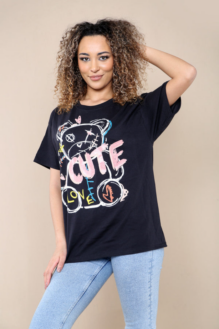 Ladies Cute Printed Short Sleeves T Shirt Top 🇬🇧
