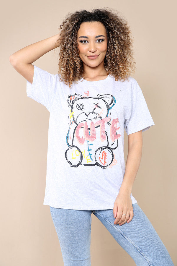 Ladies Cute Printed Short Sleeves T Shirt Top 🇬🇧
