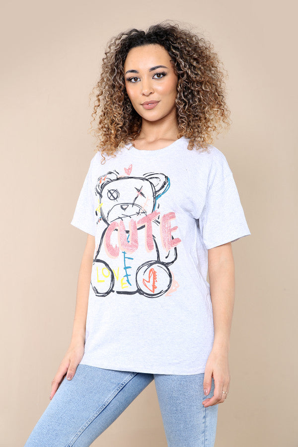 Ladies Cute Printed Short Sleeves T Shirt Top 🇬🇧