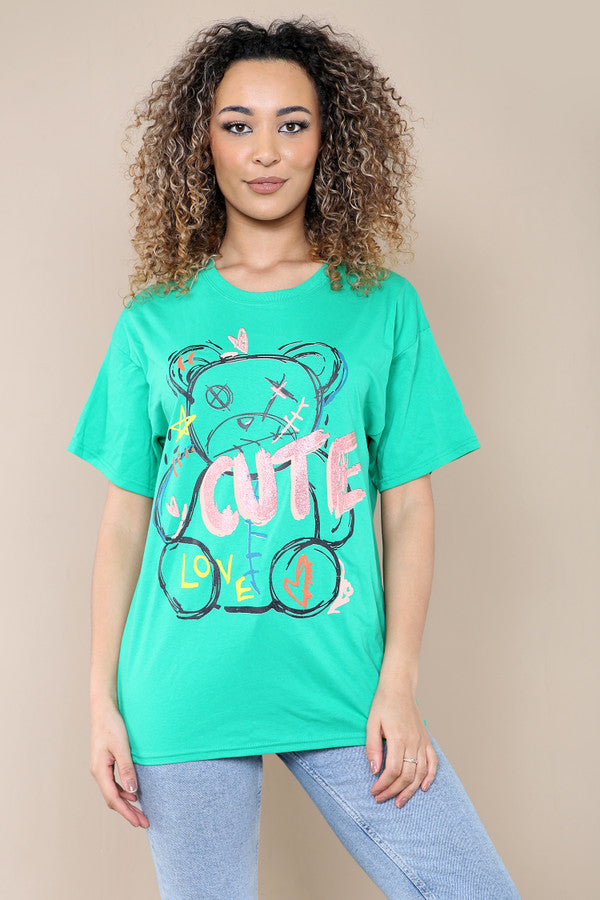 Ladies Cute Printed Short Sleeves T Shirt Top 🇬🇧