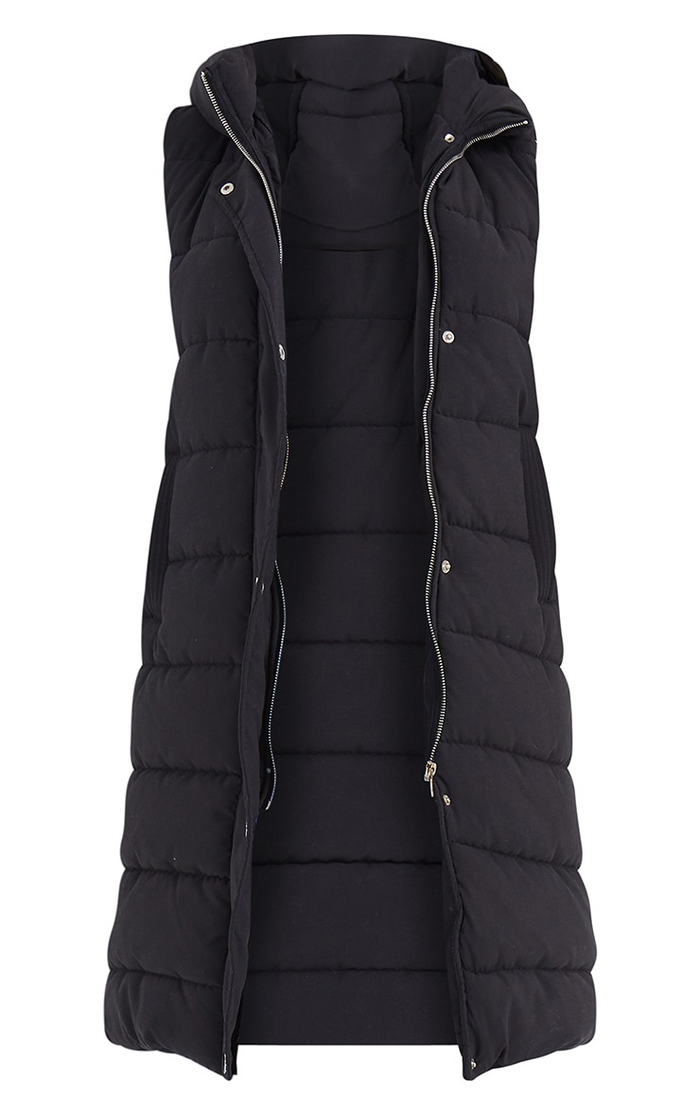 Ladies Girls Long Hooded Puffer Warm Padded Sleeveless Gilet Bodywarmer Zipper 🇬🇧