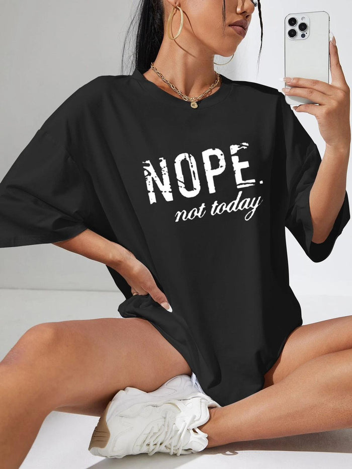 Ladies Oversized Nope Not Today Identical Graphic Print Short Sleeves T Shirt Top 🇬🇧