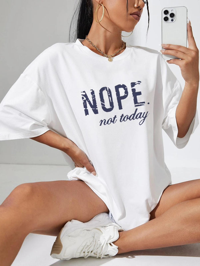 Ladies Oversized Nope Not Today Identical Graphic Print Short Sleeves T Shirt Top 🇬🇧