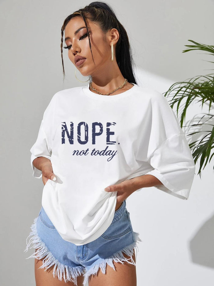 Ladies Oversized Nope Not Today Identical Graphic Print Short Sleeves T Shirt Top 🇬🇧