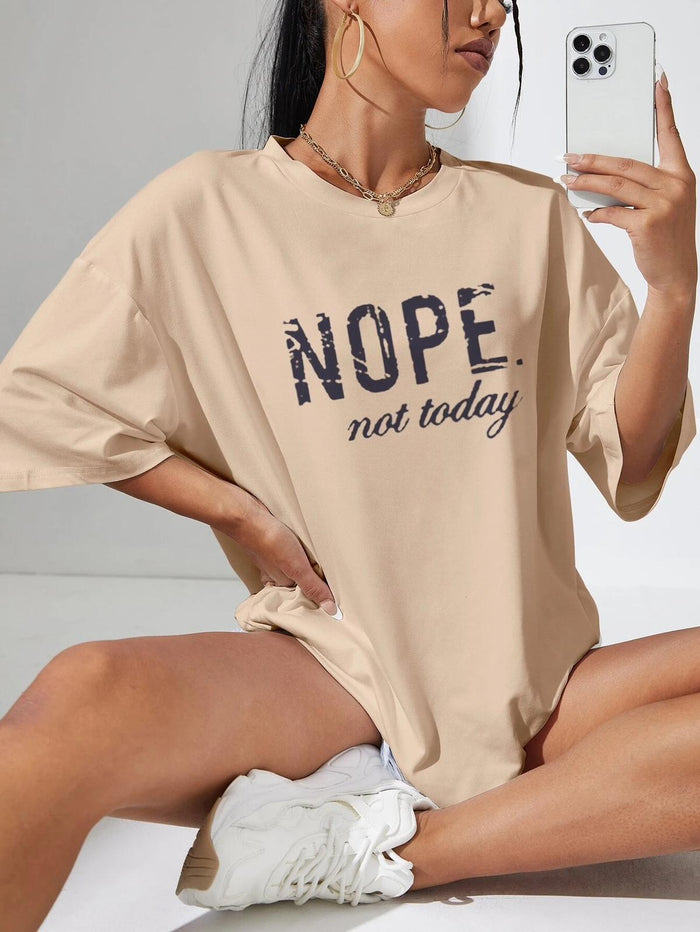 Ladies Oversized Nope Not Today Identical Graphic Print Short Sleeves T Shirt Top 🇬🇧